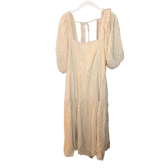 NWT Moon River Dot Print Tiered MIDI Dress Sz L Cottagecore Coastal - Picture 1 of 5